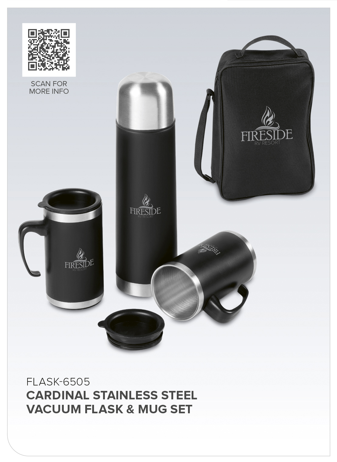 FLASK-6505 - Cardinal Stainless Steel Vacuum Flask & Mug Set - Catalogue Image